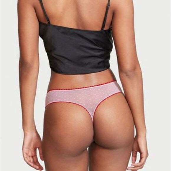 Victorias Secret Very Sexy Rose and Bows Embroidered Sheer Mesh Thong Panty - Picture 2 of 5